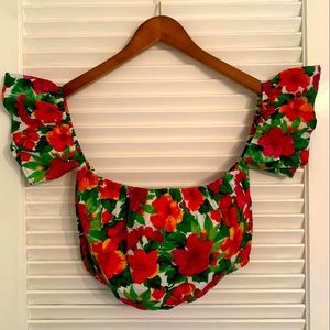 ASOS. Floral off the shoulder crop top